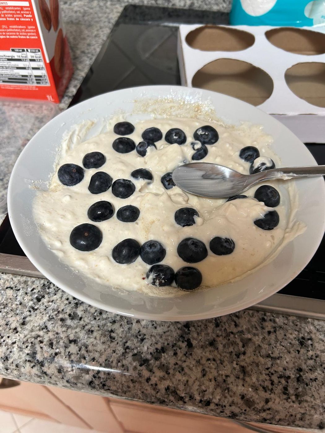 Yoghurt bowl topped with blueberries